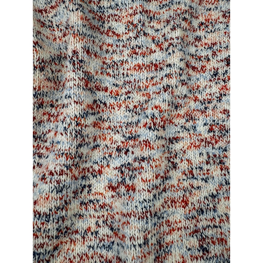 LOFT Womens Space Dye Crew Neck Sweater Red Blue White Marled Knit Size M - Picture 2 of 7